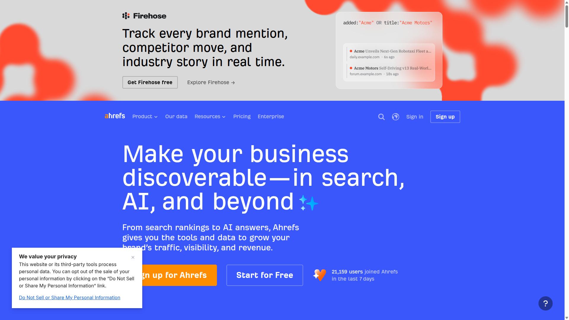 Ahrefs website